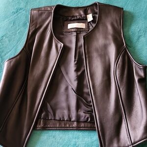Valerie Stevens Lamskin Black Leather Zip-Front Vest